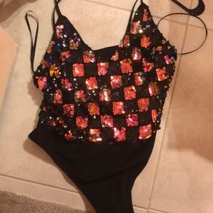 Sequined body suit